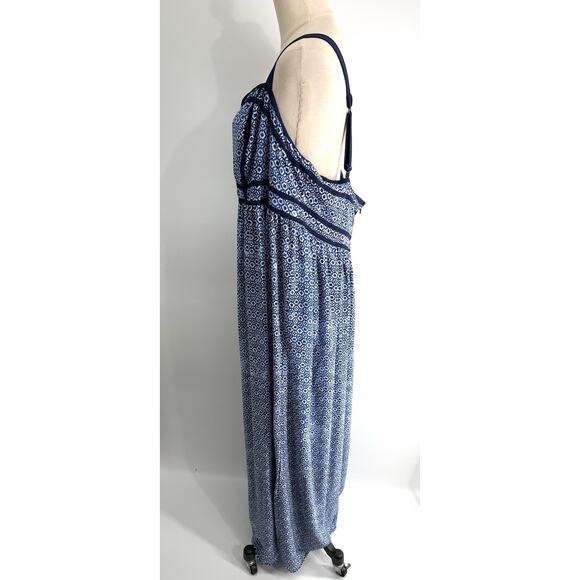 Torrid Bohemian Maxi Dress Size 18 Sleeveless Geometric Print Flowy Party Blue - Picture 3 of 9